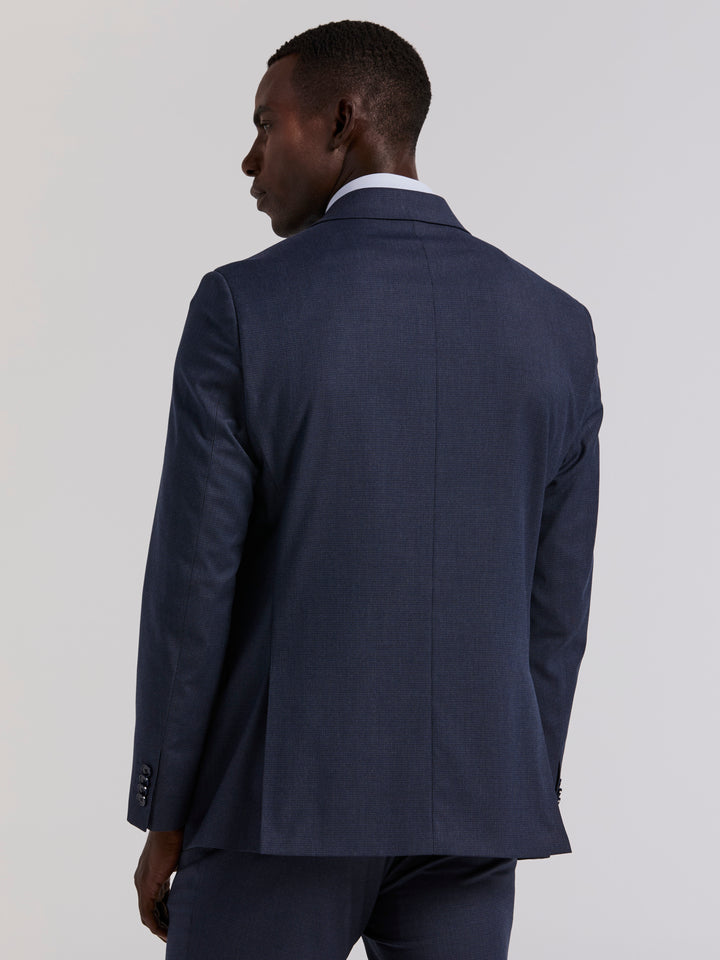 Slim Micro Print Suit Jacket (Blue) 