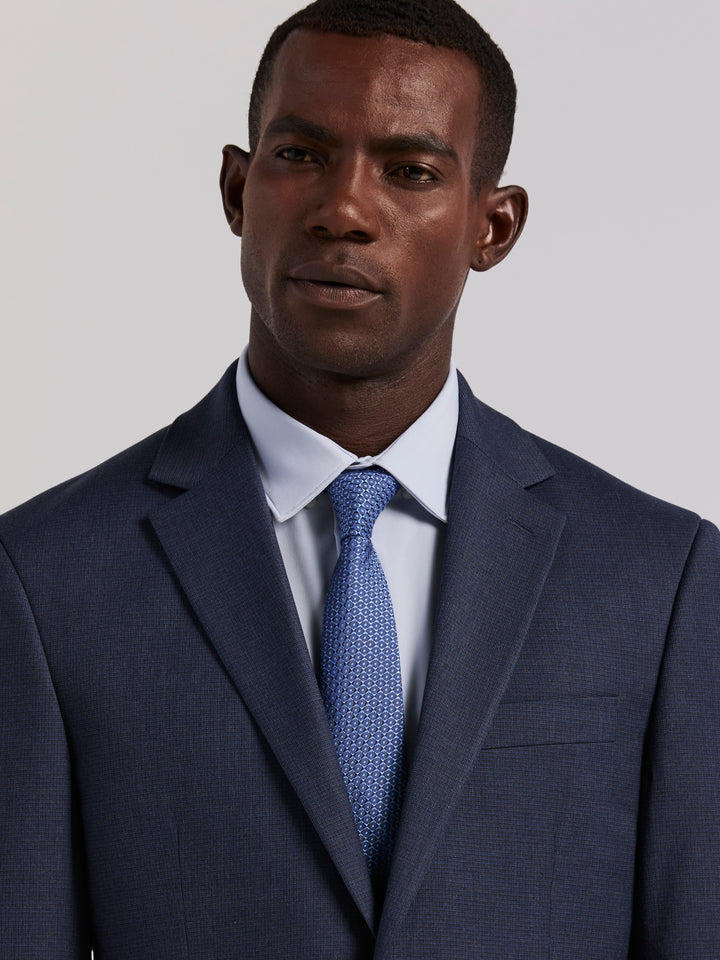 Slim Micro Print Suit Jacket (Blue) 