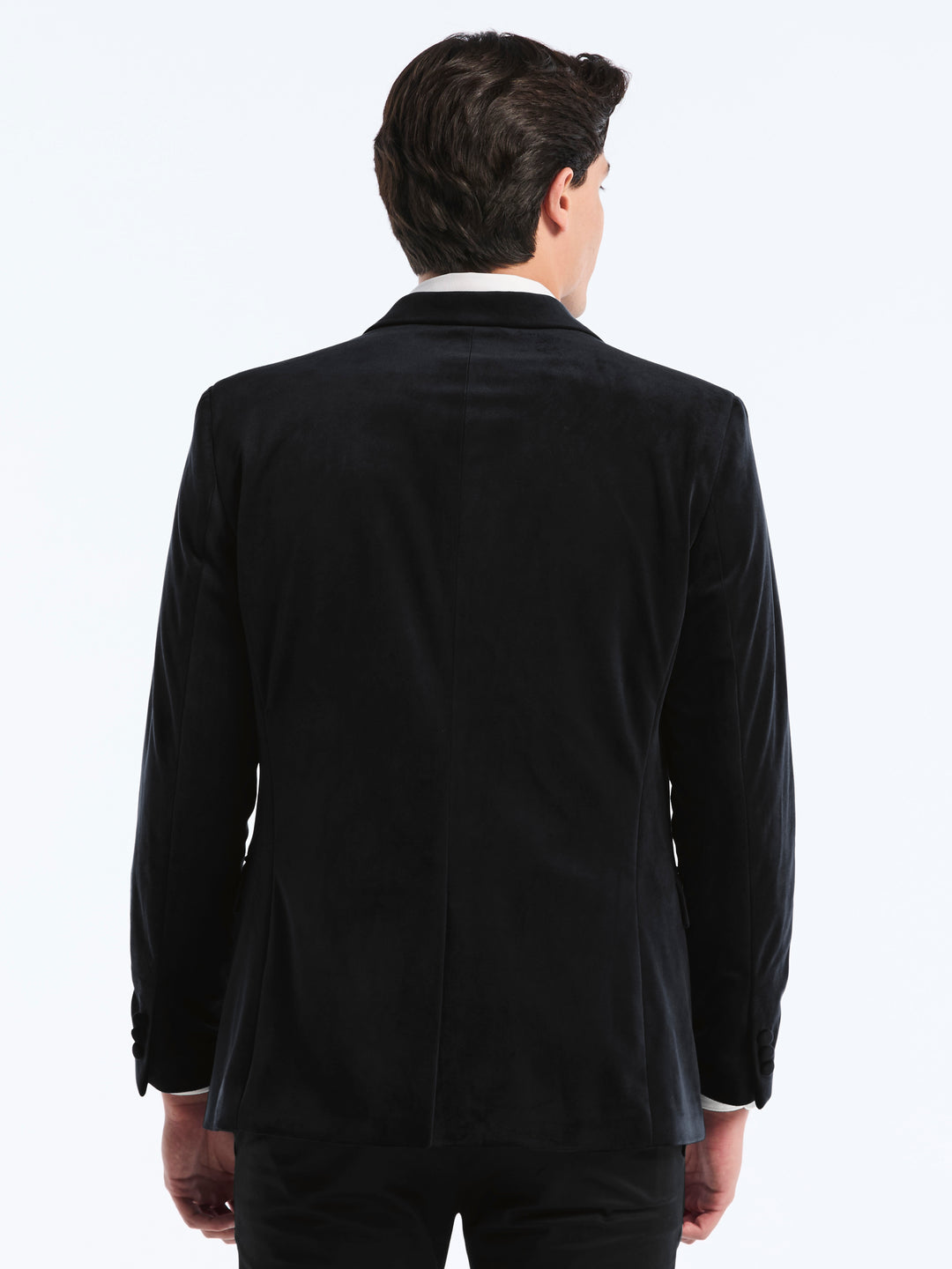 Slim Peak Lapel Velvet Jacket (Black) 
