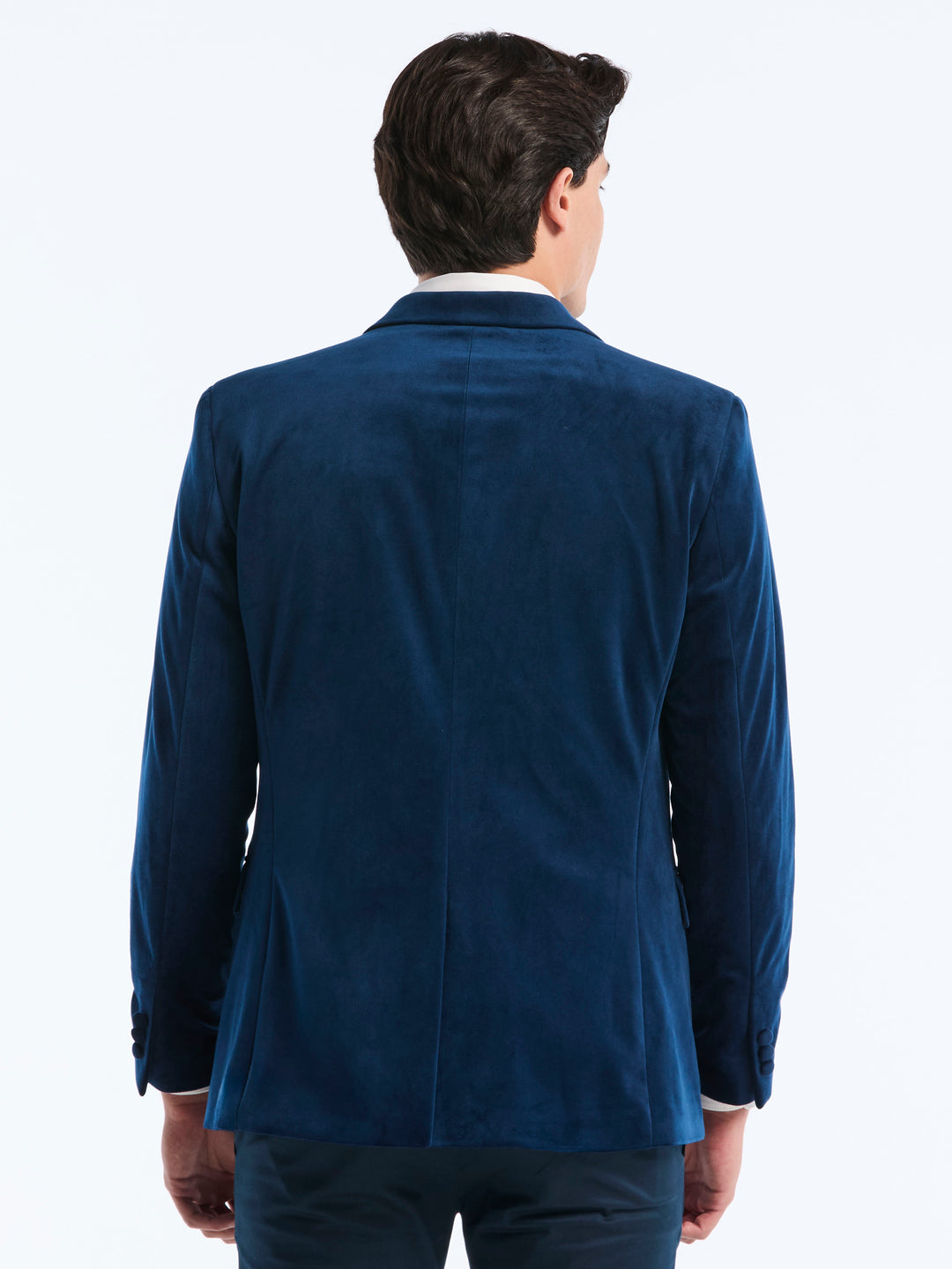 Slim Peak Lapel Velvet Jacket (Pageant Blue) 