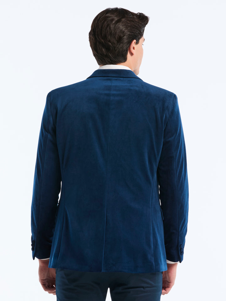 Slim Peak Lapel Velvet Jacket (Pageant Blue) 