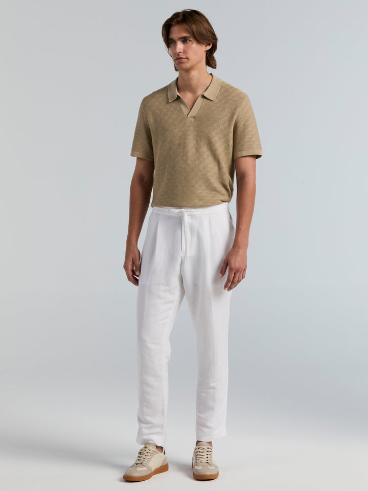 Slim Tapered Dress Drawstring Pant (Bright White) 
