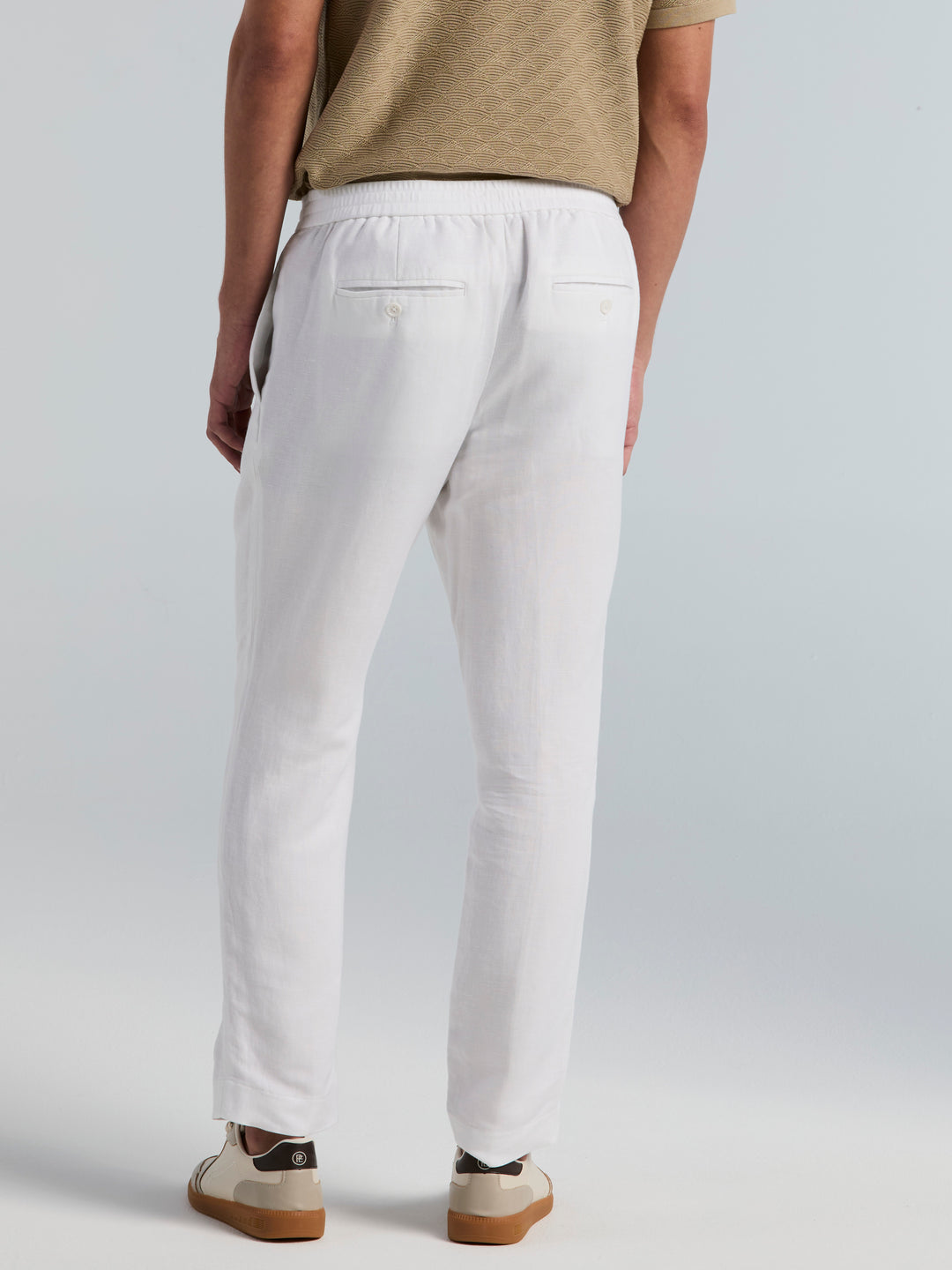 Slim Tapered Dress Drawstring Pant (Bright White) 