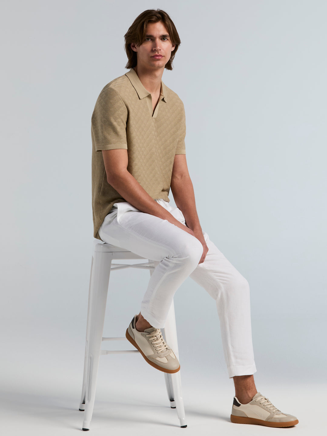 Slim Tapered Dress Drawstring Pant (Bright White) 