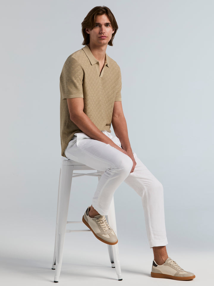 Slim Tapered Dress Drawstring Pant (Bright White) 