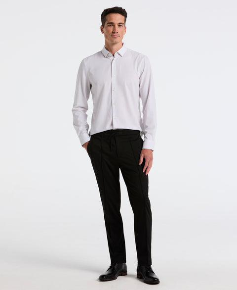 Slim Tapered Pintuck Pull-on Pants (Black) 