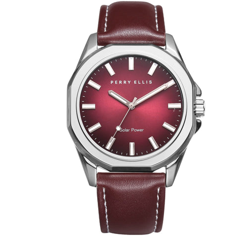 Solar Powered Watch (Burgundy) 