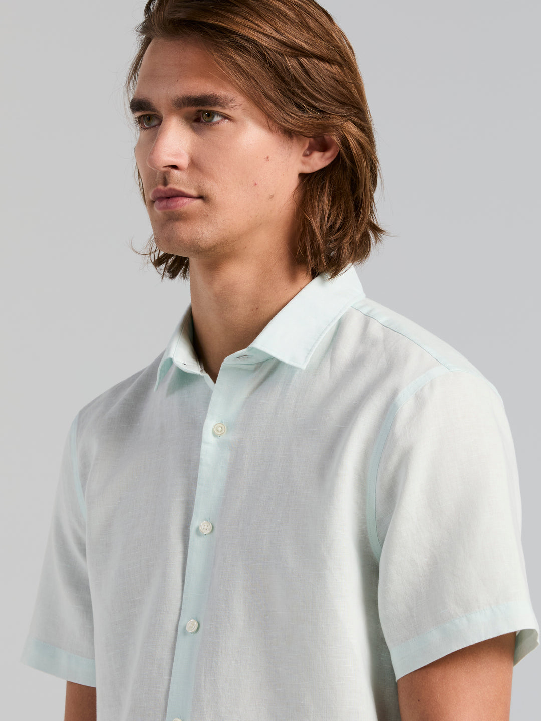 Linen Cotton Short Sleeve Shirt (Skylight) 
