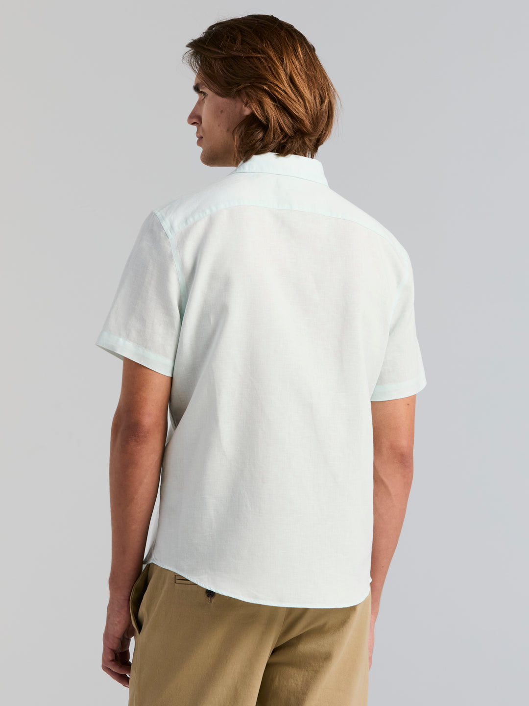 Linen Cotton Short Sleeve Shirt (Skylight) 
