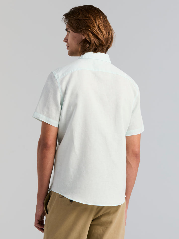 Linen Cotton Short Sleeve Shirt (Skylight) 