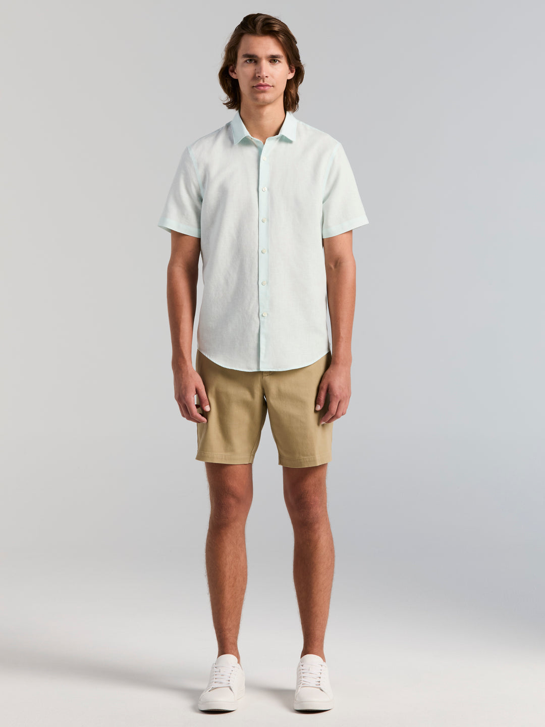 Linen Cotton Short Sleeve Shirt (Skylight) 