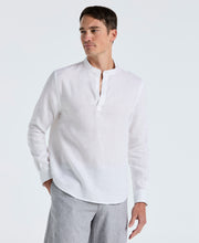Solid Linen Popover Shirt (Bright White) 