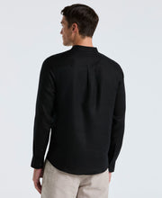 Solid Linen Popover Shirt (Black) 