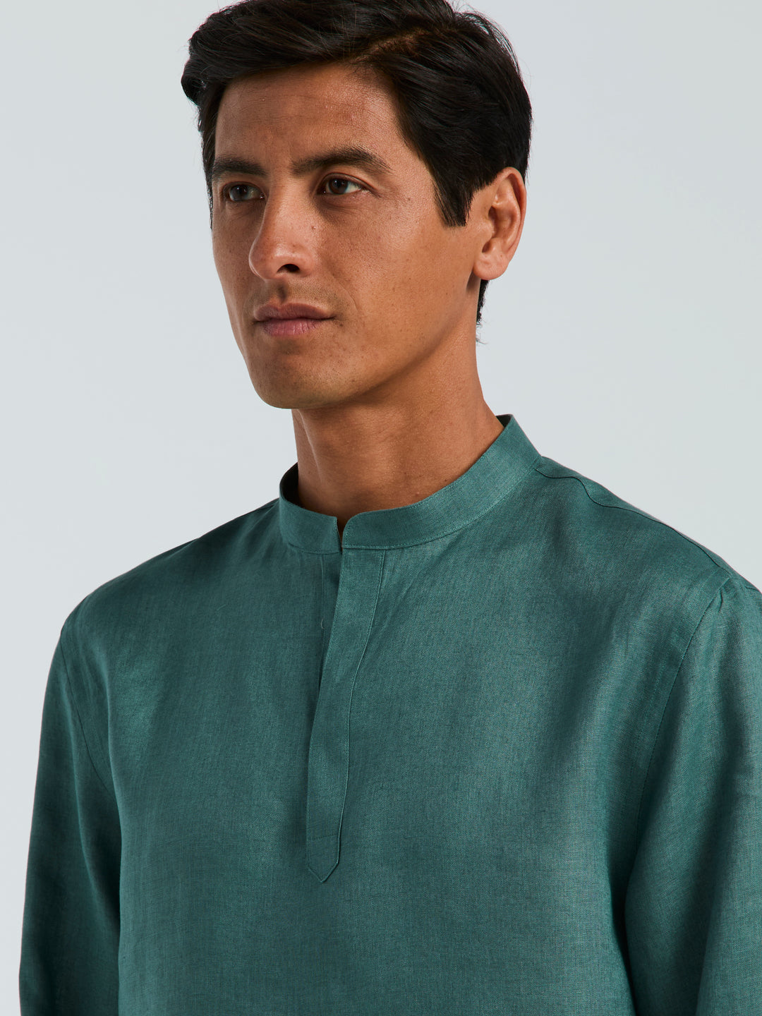 Solid Linen Popover Shirt (Sea Pine) 