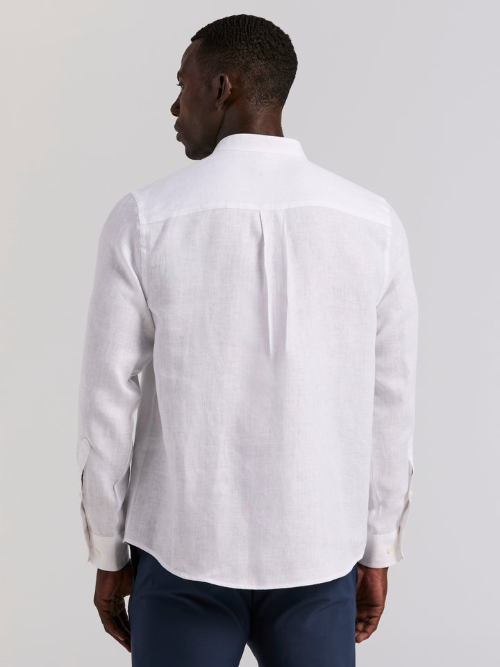 Solid Linen Popover Shirt (Bright White) 