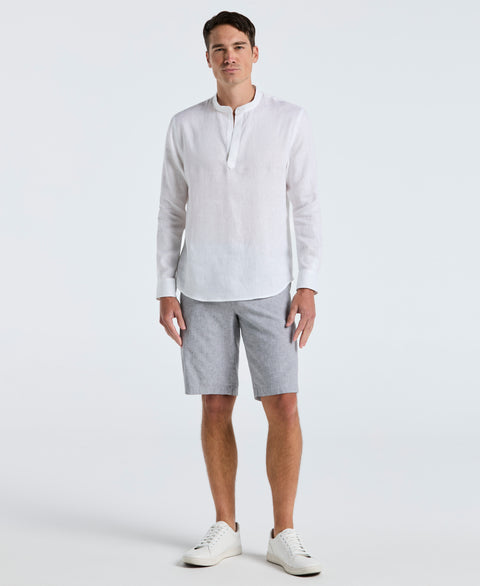 Solid Linen Popover Shirt (Bright White) 