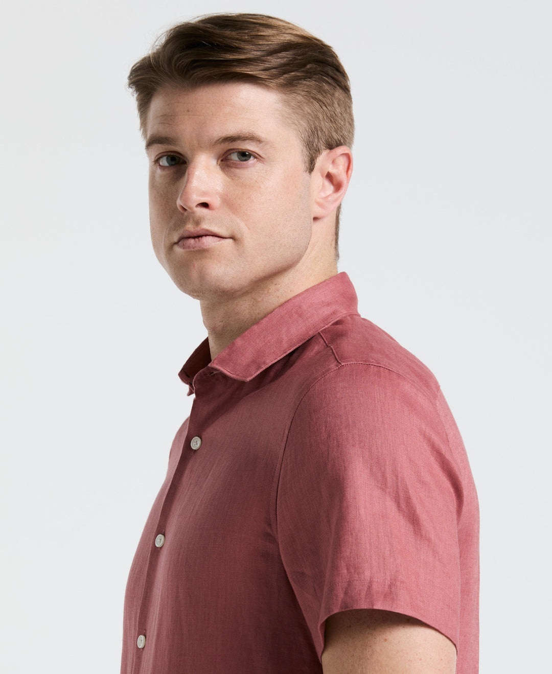 Solid Linen Shirt (Withered Rose)
