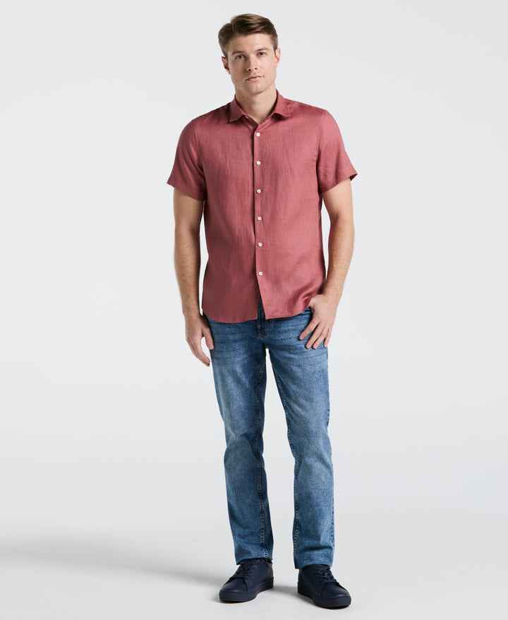 Solid Linen Shirt (Withered Rose)