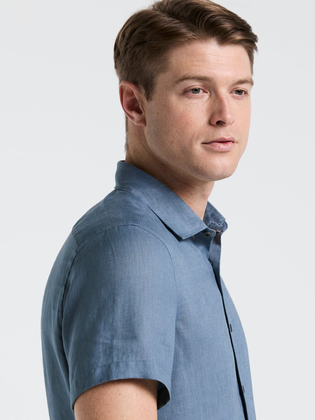 Solid Linen Shirt (Blue Mirage)