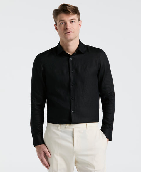 Solid Linen Shirt (Black) 