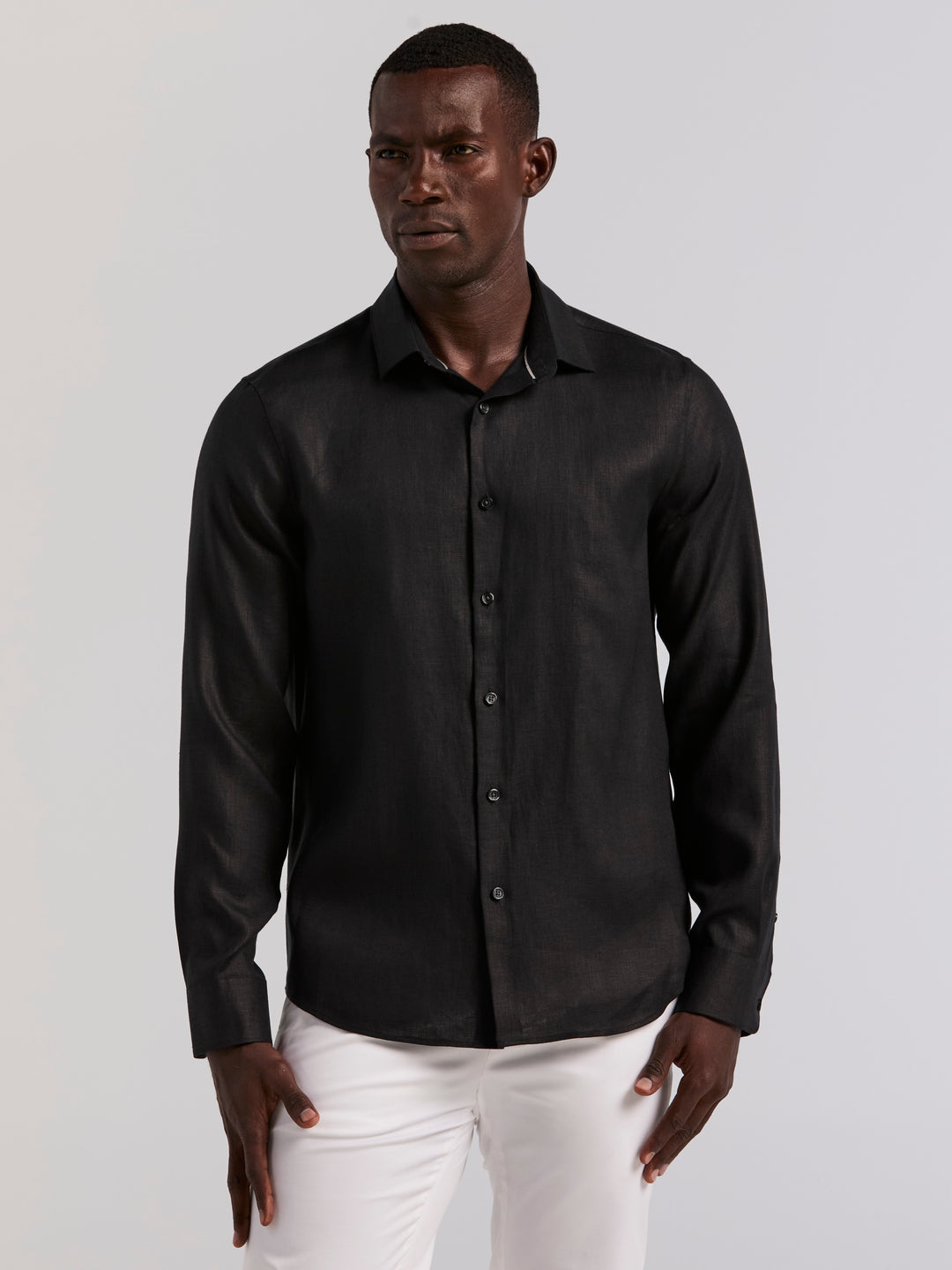Solid Linen Shirt (Black) 