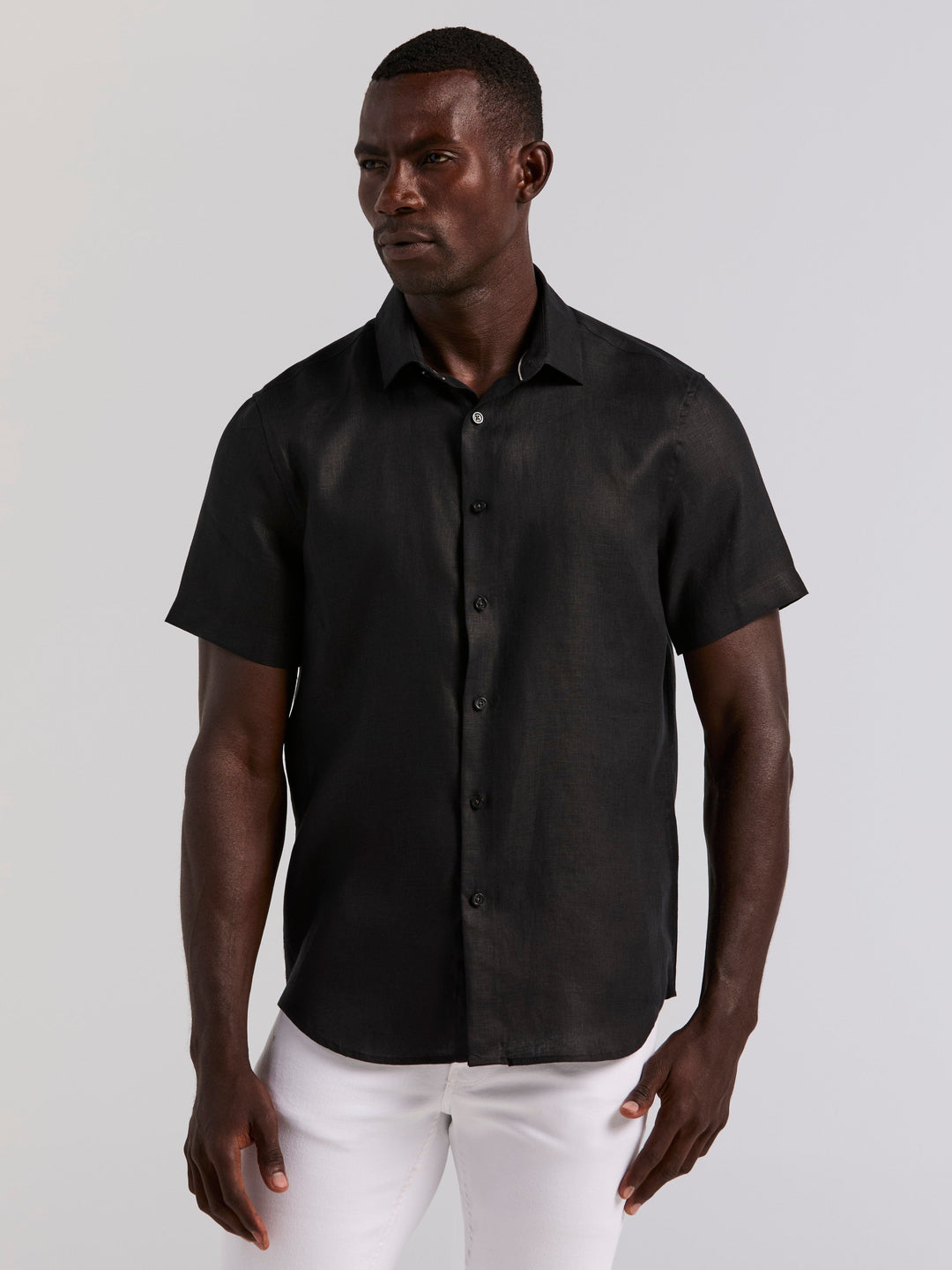 Solid Linen Shirt (Black) 
