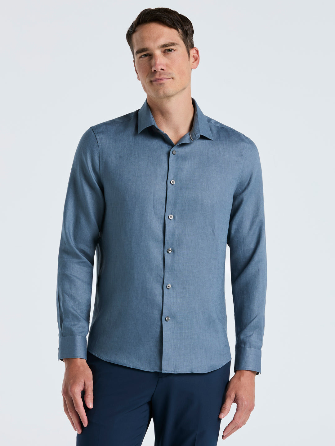 Solid Linen Shirt (Blue Mirage) 