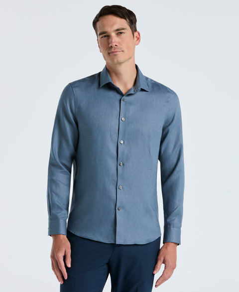 Solid Linen Shirt (Blue Mirage) 