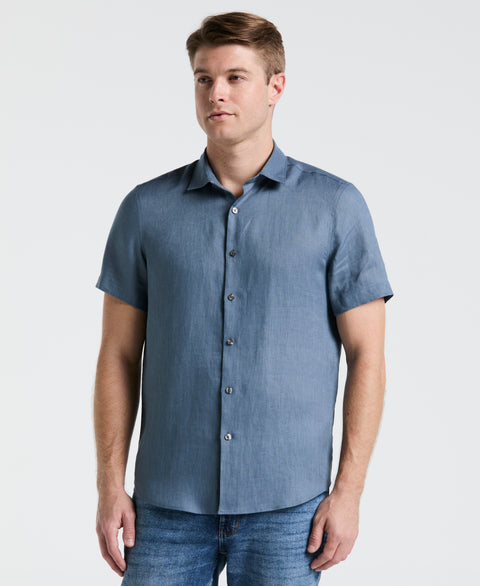 Solid Linen Shirt (Blue Mirage) 