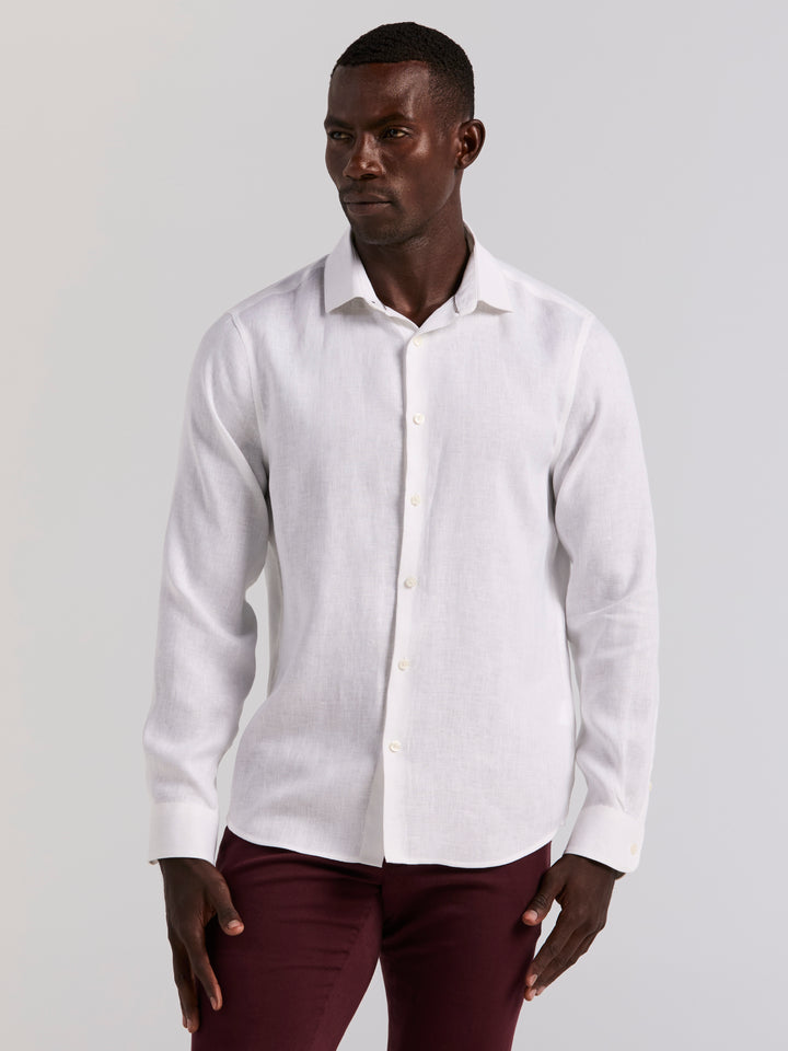 Solid Linen Shirt (Bright White) 