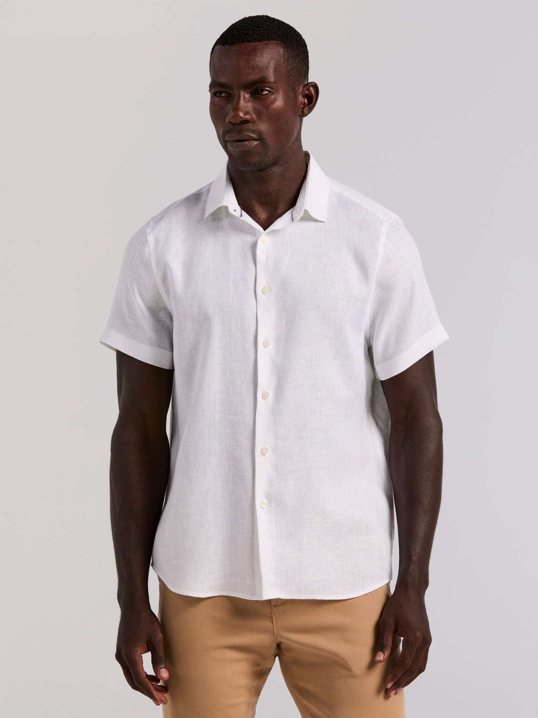 Solid Linen Shirt (Bright White) 