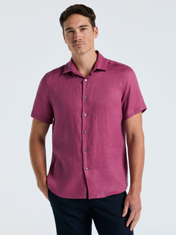 Solid Linen Shirt (Damson) 