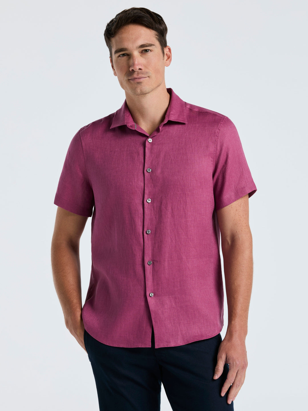 Solid Linen Shirt (Damson) 