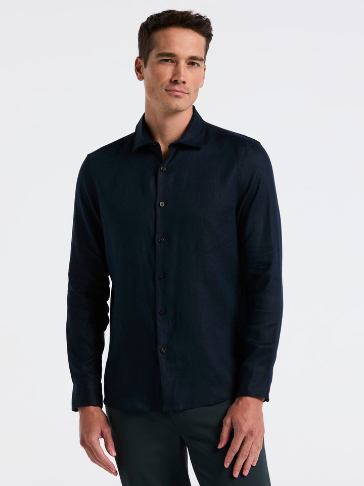 Solid Linen Shirt (Dark Sapphire) 