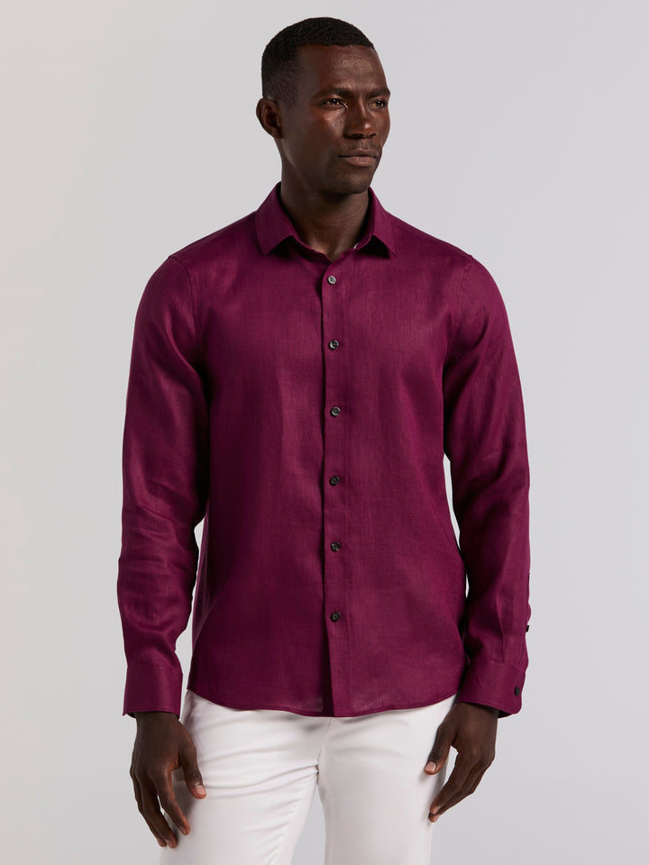 Solid Linen Shirt (Potent Purple) 