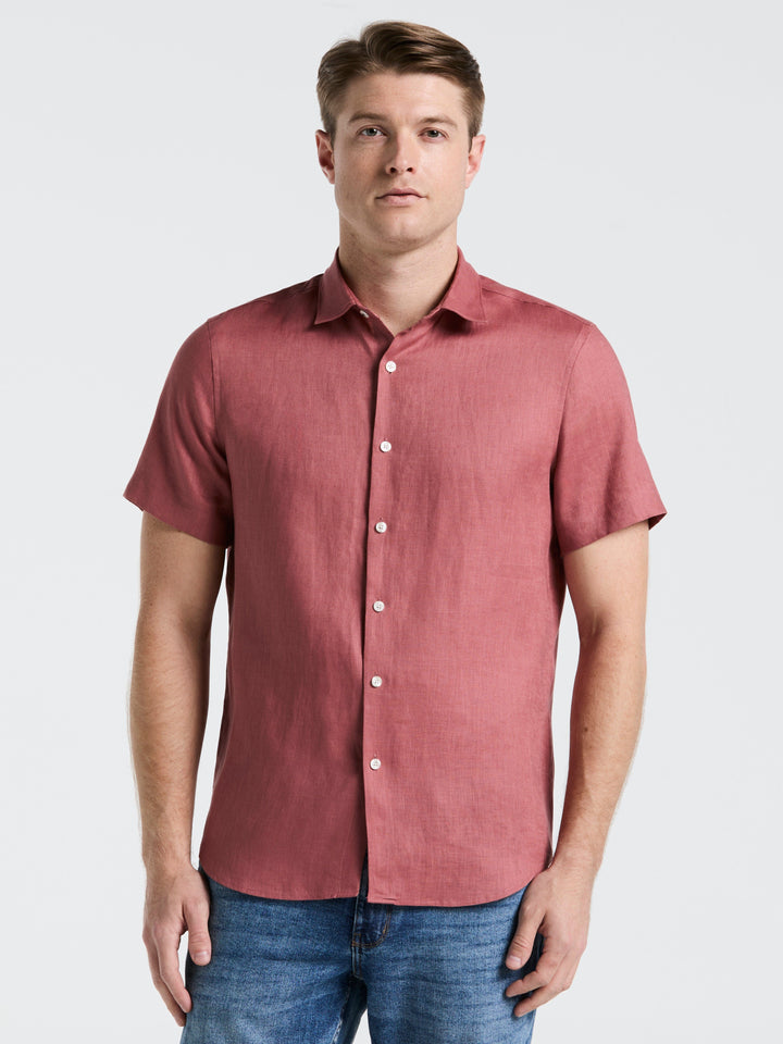 Solid Linen Shirt (Withered Rose) 