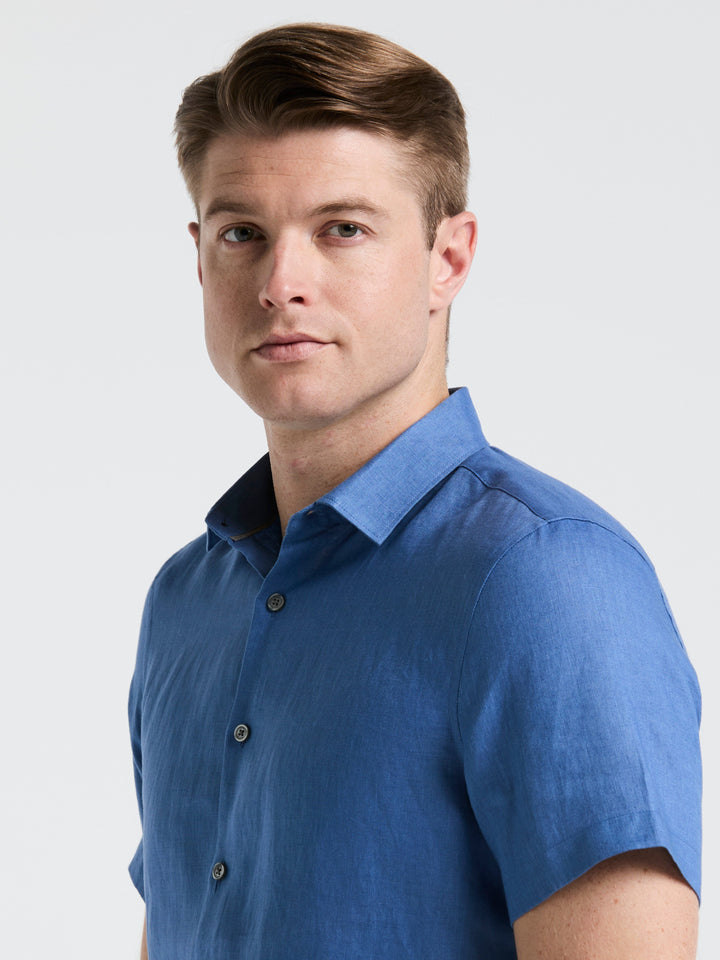 Solid Linen Shirt (Dutch Blue) 