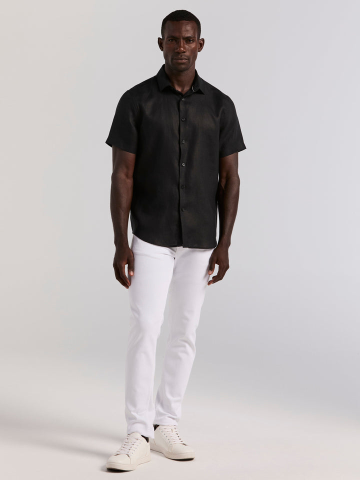 Solid Linen Shirt (Black) 