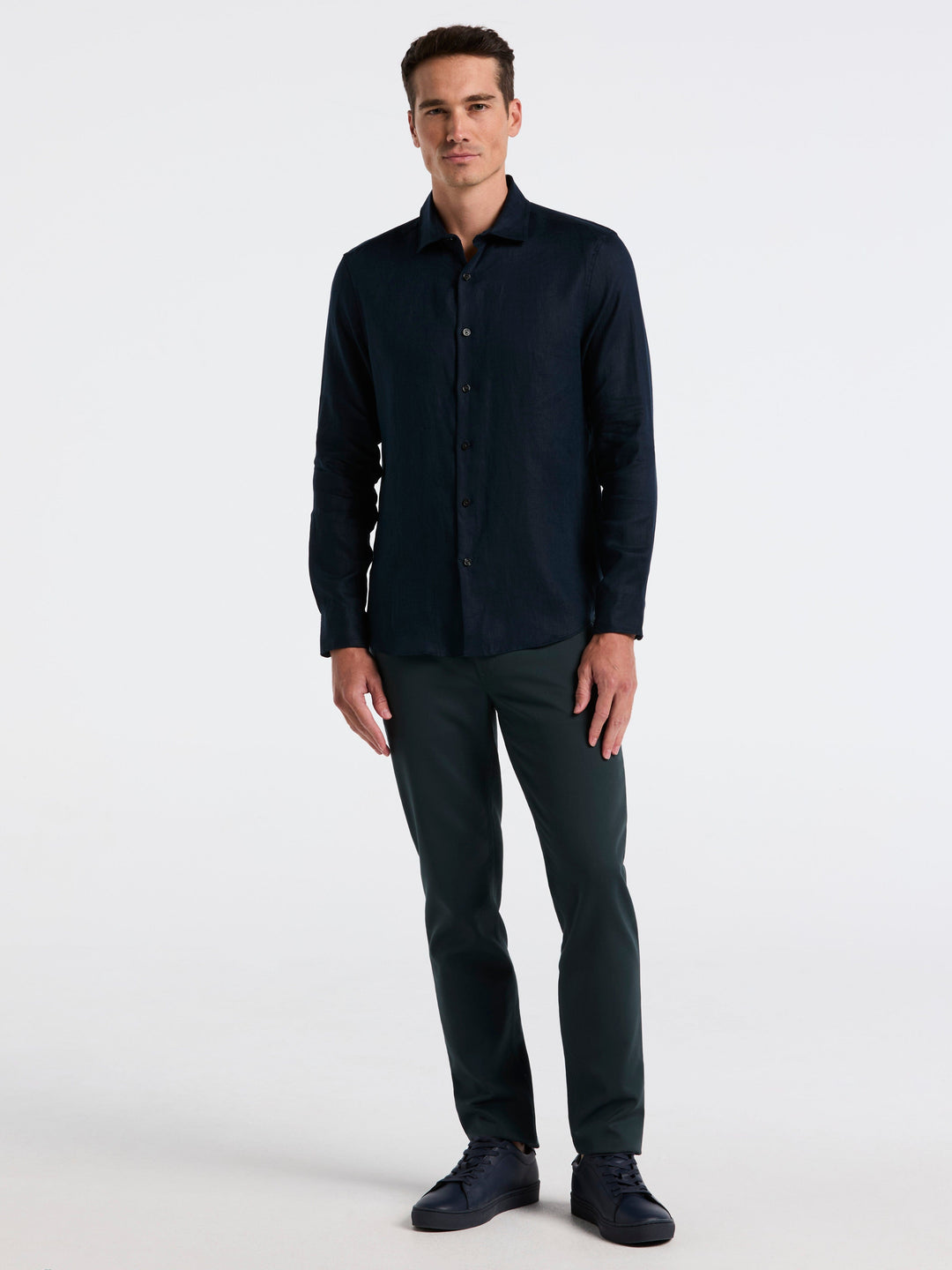 Solid Linen Shirt (Dark Sapphire) 