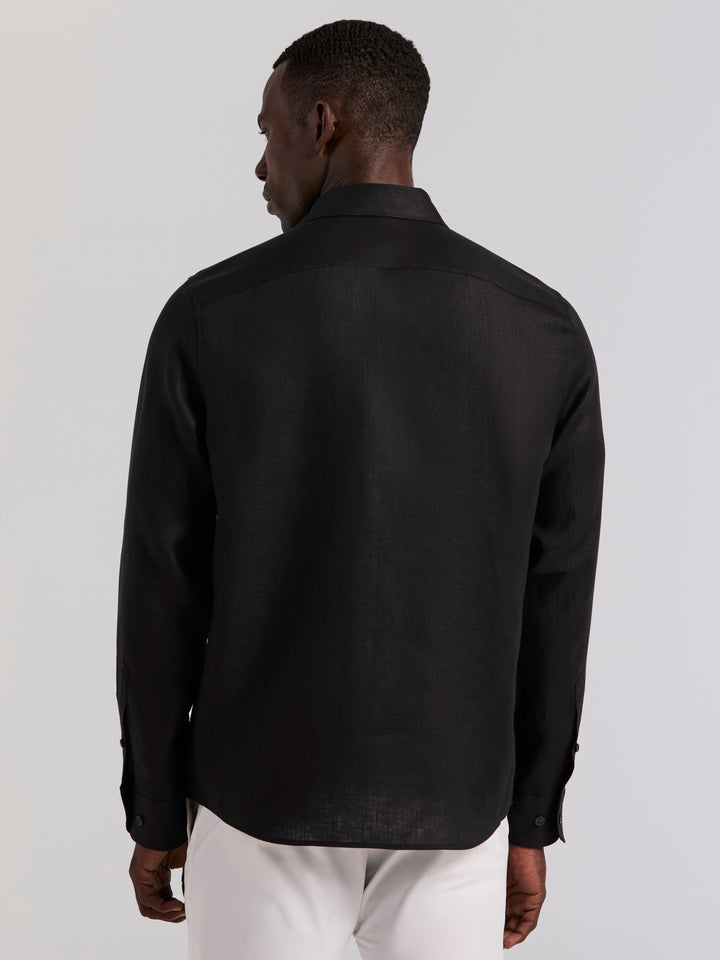 Solid Linen Shirt (Black) 