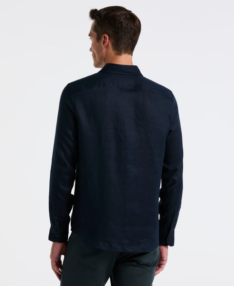 Solid Linen Shirt (Dark Sapphire) 