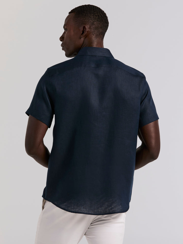 Solid Linen Shirt (Dark Sapphire) 