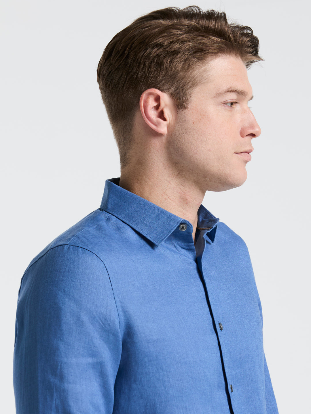 Solid Linen Shirt (Dutch Blue) 
