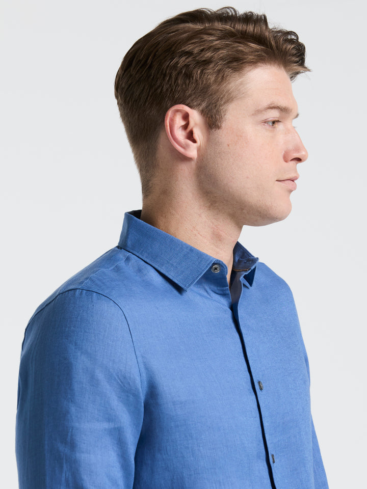 Solid Linen Shirt (Dutch Blue) 