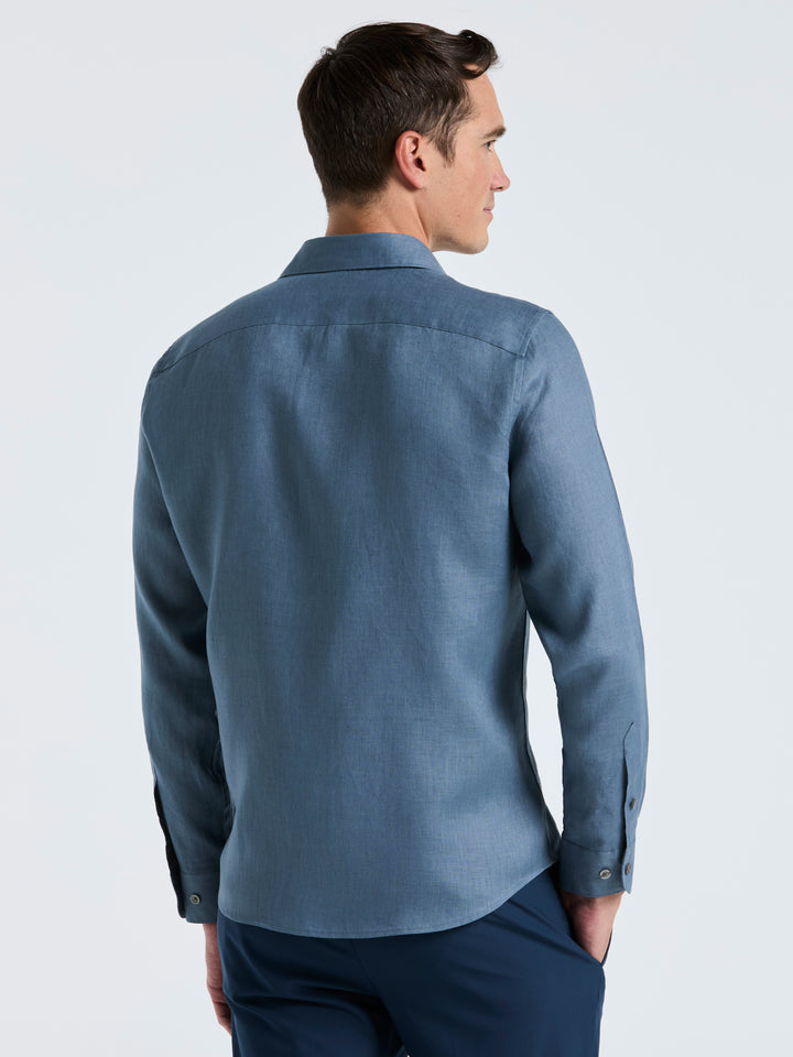 Solid Linen Shirt (Blue Mirage) 