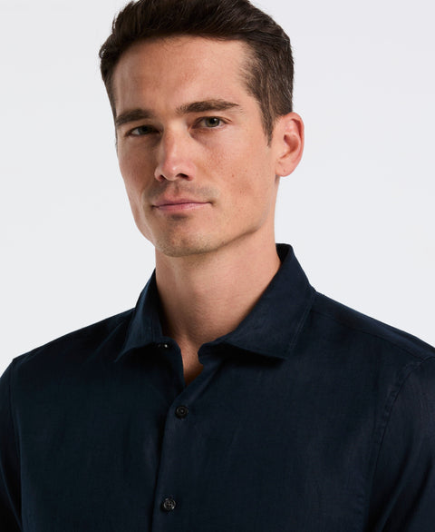 Solid Linen Shirt (Dark Sapphire) 