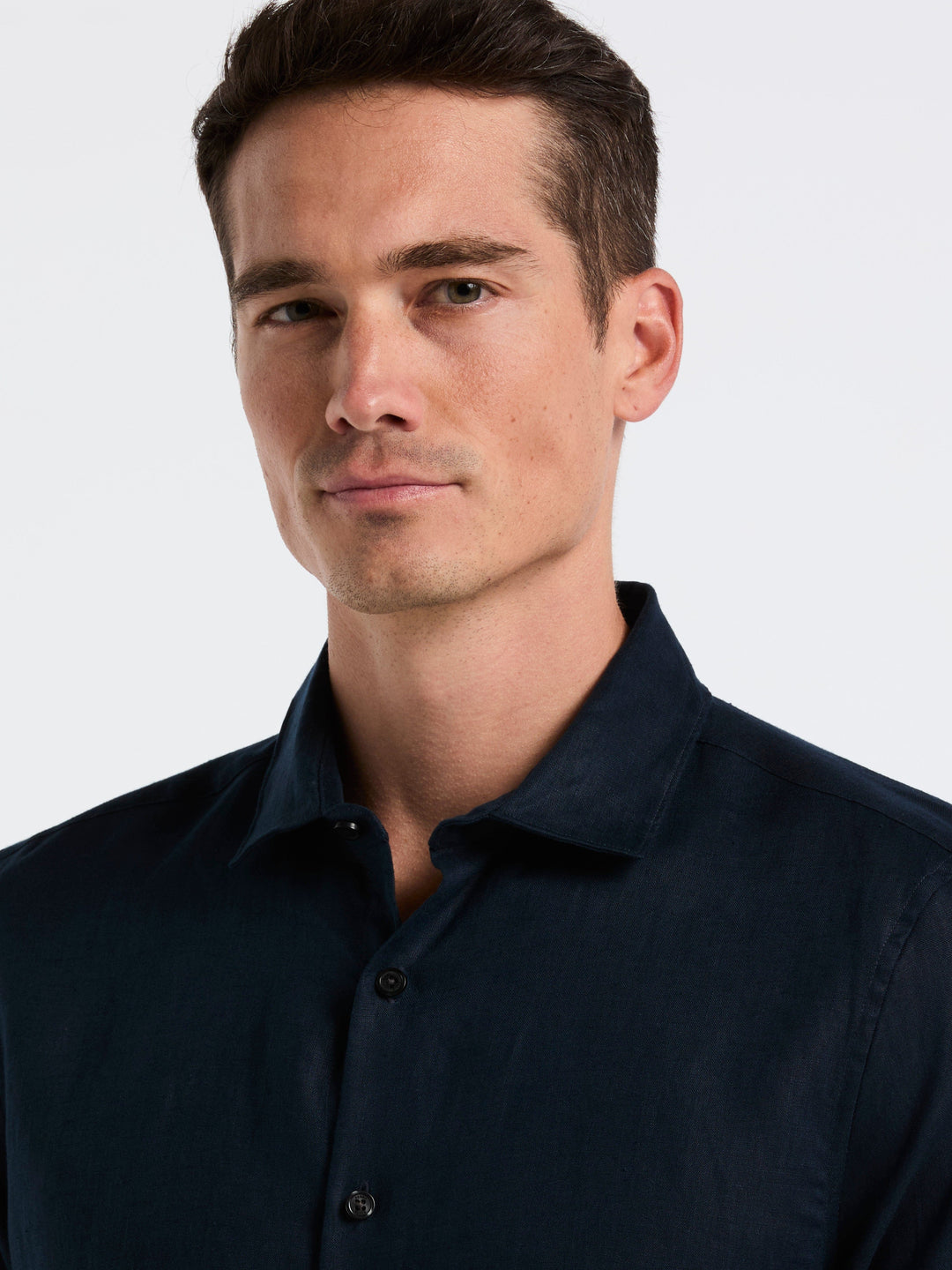 Solid Linen Shirt (Dark Sapphire) 