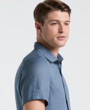 Solid Linen Shirt (Blue Mirage) 