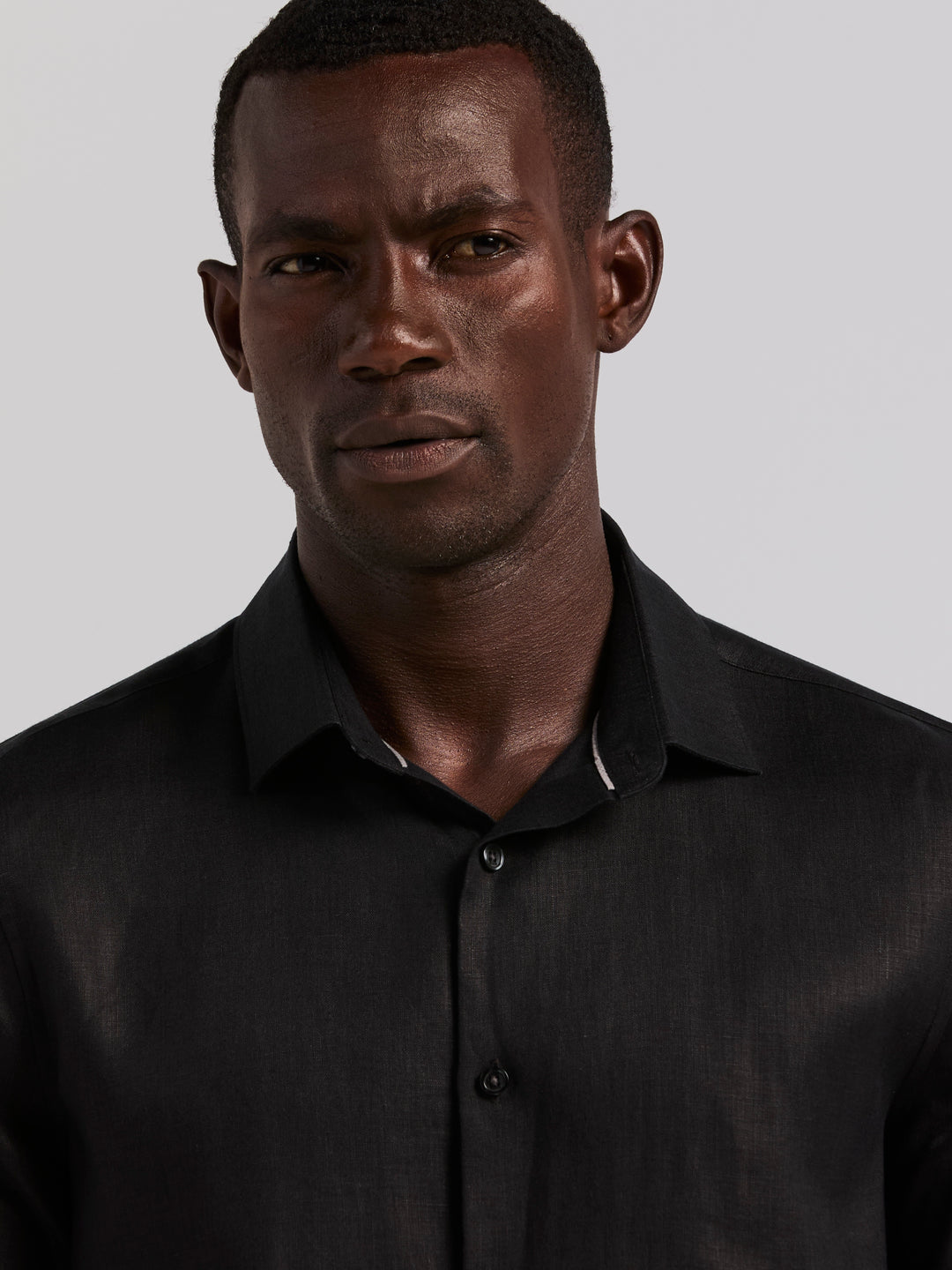 Solid Linen Shirt (Black) 