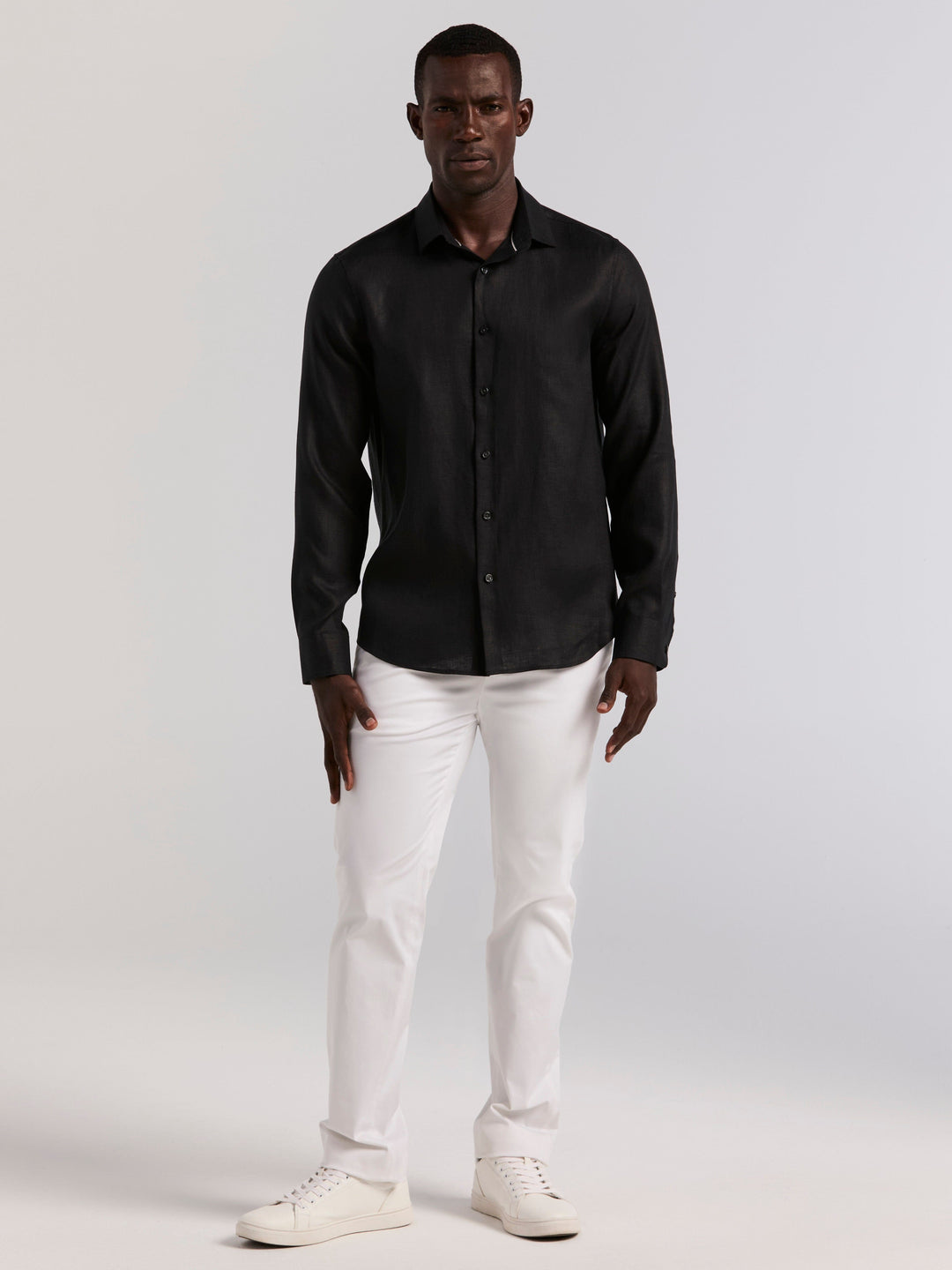 Solid Linen Shirt (Black) 